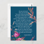 ブルーピンクフローラキリスト教聖書詩はがき ポストカード (正面/裏面)