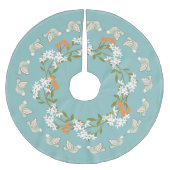 ブルーピンクフローラバードフェスティバル ブラッシュドポリエステルツリースカート (正面)