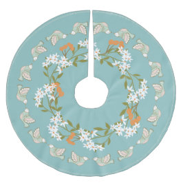 ブルーピンクフローラバードフェスティバル ブラッシュドポリエステルツリースカート