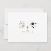 ブルーピンクフローラフォトツインズ金ゴールドクロスバプテスマ サンキューカード (裏面)