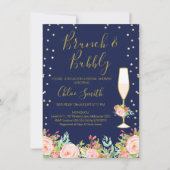 ブルーピンクフローラブライダルシャワー招待 招待状 (正面)