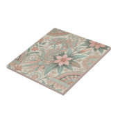 ブルーピンクフローラボホインドネシアろうけつ染め水彩色 タイル (側面)