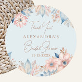 ブルーピンクフローラボホシックブライダルシャワーサンキューサンキュー ラウンドシール