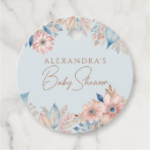 ブルーピンクフローラボホシック赤ちゃんシャワーありがとう フェイバータグ (正面)