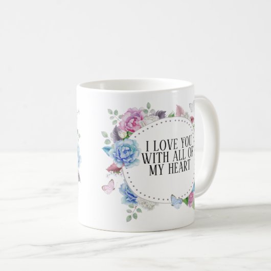 ブルーピンクフローラリースから妻の母の日 コーヒーマグカップ (正面右)