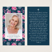 ブルーピンクフローラ写真記念祈りの言葉カード (正面&裏面)