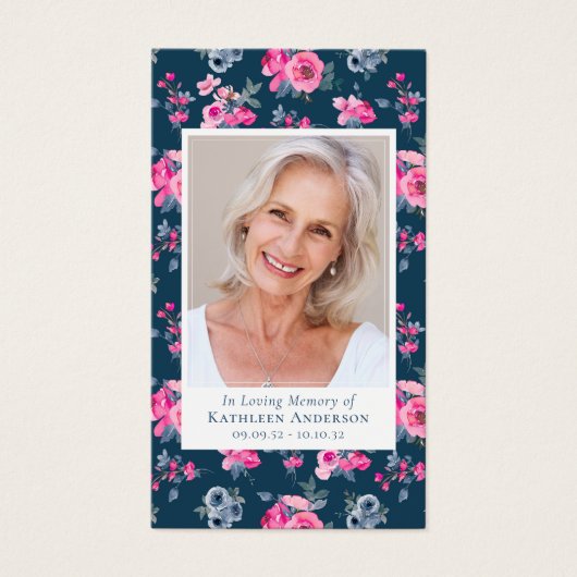 ブルーピンクフローラ写真記念祈りの言葉カード (正面)