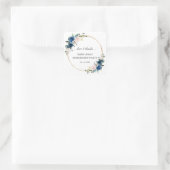 ブルーピンクフローラ金ゴールド退職お祝い スクエアシール (バッグ)