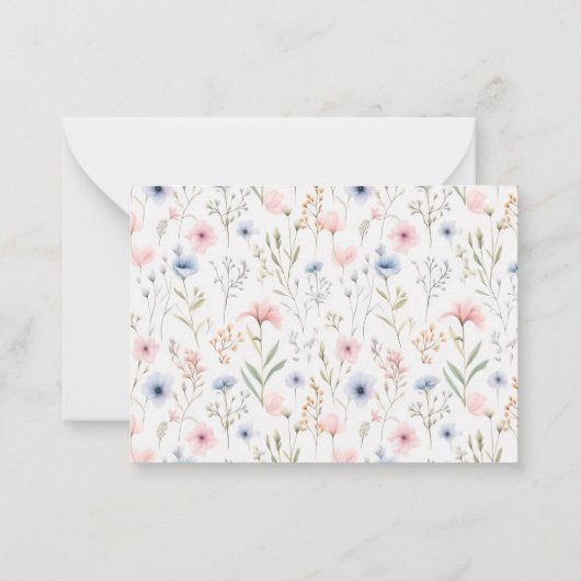ブルーピンクフローラ パーソナライズされた ノートカード (裏面)