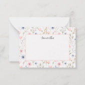 ブルーピンクフローラ パーソナライズされた ノートカード (正面)