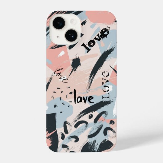 ブルーピンクブラックパステルアブストラクション iPhoneケース (裏面)