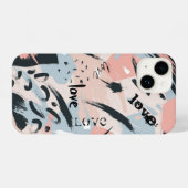 ブルーピンクブラックパステルアブストラクション iPhoneケース (裏面横)