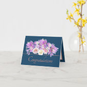 ブルーピンクブーケバラ&クロッカスオフィケーション カード (黄色い花)