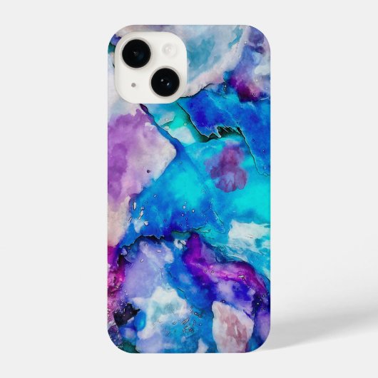 ブルーピンクホワイトウォーターの色の抽象化 iPhoneケース (裏面)