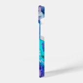 ブルーピンクホワイトウォーターの色の抽象化 iPhoneケース (左側面)