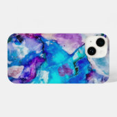 ブルーピンクホワイトウォーターの色の抽象化 iPhoneケース (裏面横)