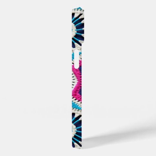 ブルーピンクホワイトグラニーカラフルスクエアクロシェ Case-Mate iPhoneケース (裏面 / 右)