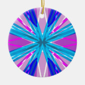 ブルーピンクホワイトスタースノーフレーク冬のクリスマス セラミックオーナメント (正面)