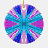 ブルーピンクホワイトスタースノーフレーク冬のクリスマス セラミックオーナメント (裏面)