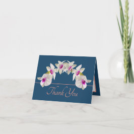 ブルーピンクホワイトピンクオーキッドブーケありがとう カード