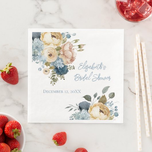 ブルーピンクホワイトフローラ水彩ブライダルシャワー (インサイチュ)