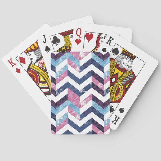 ブルーピンクホワイトマーブルシェブロン トランプ (裏面)
