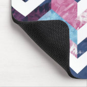 ブルーピンクホワイトマーブルシェブロン マウスパッド (コーナー)