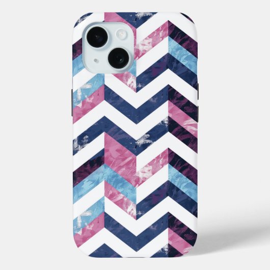 ブルーピンクホワイトマーブルシェブロン Case-Mate iPhoneケース (裏面)