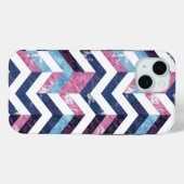 ブルーピンクホワイトマーブルシェブロン Case-Mate iPhoneケース (裏面 (横))