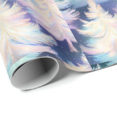 ブルーピンクホワイト金ゴールドツリーモダンクリスマス ラッピングペーパー (ロールコーナー)