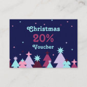 ブルーピンクモダンのビジネスクリスマス 割引カード (正面)