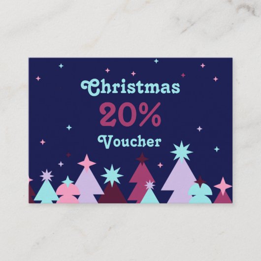 ブルーピンクモダンのビジネスクリスマス 割引カード (正面)