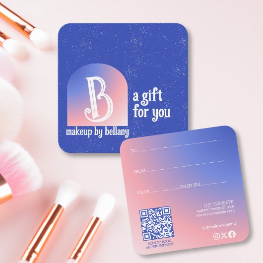 ブルーピンクモダングラデーションのモノグラムのメイクアップアーティスト