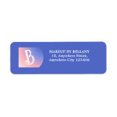 ブルーピンクモダングラデーションのモノグラムのメイクアップアーティスト ラベル (正面)