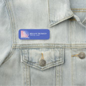 ブルーピンクモダングラデーションのモノグラムのメイクアップアーティスト 名札 (インサイチュ)