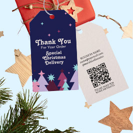 ブルーピンクモダンサンキュークリスマスデリバリー ギフトタグ