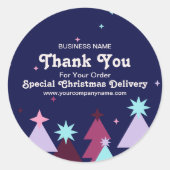 ブルーピンクモダンサンキュークリスマスデリバリー ラウンドシール (正面)