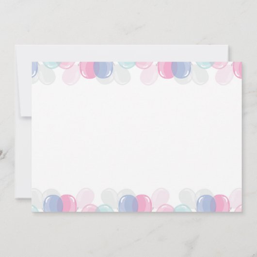 ブルーピンクリトルテディベアベビーシャワー招待状 サンキューカード (裏面)