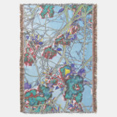 ブルーピンクレッド黒抽象芸術フローラデザイン スローブランケット (正面縦)