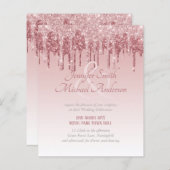 ブルーピンクローズ金ゴールド滴下グリッター結婚ズ (正面/裏面)