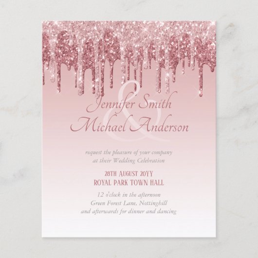 ブルーピンクローズ金ゴールド滴下グリッター結婚ズ (正面)