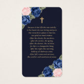 ブルーピンクローゼス金ゴールドクロス葬儀祈りの言葉カード (裏面)