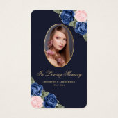 ブルーピンクローゼス金ゴールドクロス葬儀祈りの言葉カード (正面)