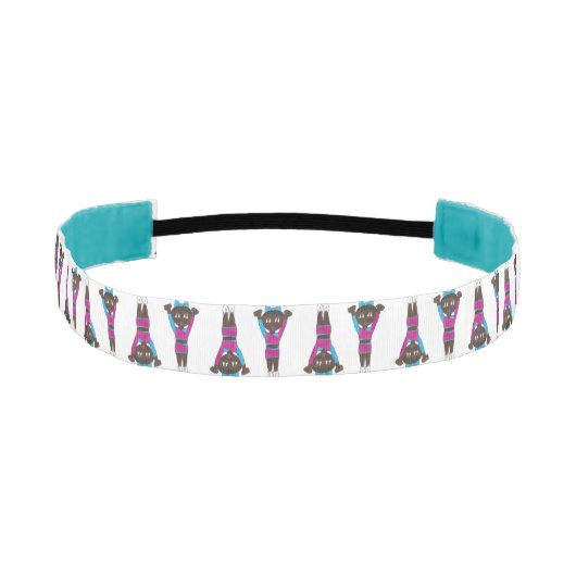 ブルーピンク体操アクロバティックダンスタンブル アスレチックヘッドバンド (正面)