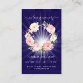 ブルーピンク写真フローラリース葬儀祈りの言葉カード 名刺 (正面)
