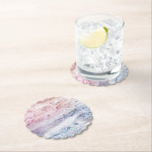 ブルーピンク大理石抽象芸術水彩画 ペーパーコースター (インサイチュ)