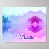 ブルーピンク山脈の森の風景が呼吸 ポスター (正面)