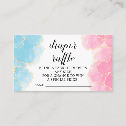ブルーピンク性別おむつラッフルチケットカード エンクロージャーカード (正面)