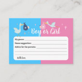 ブルーピンク性別リビールプレディビジョン&アドバイスゲーム アドバイスカード (正面)