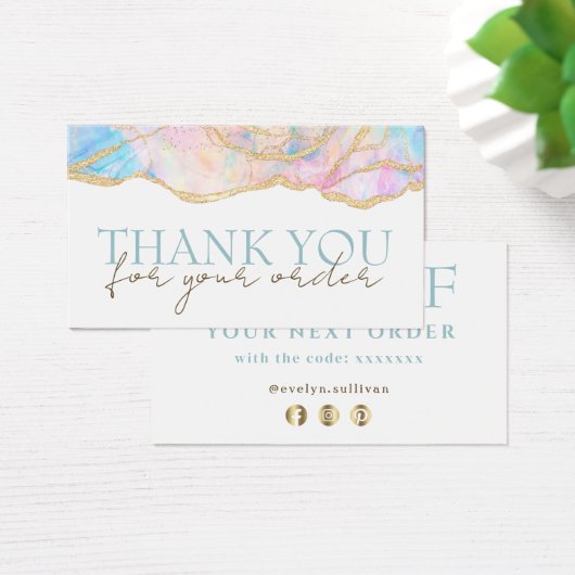 ブルーピンク感謝していオパール割引カード (デスク)